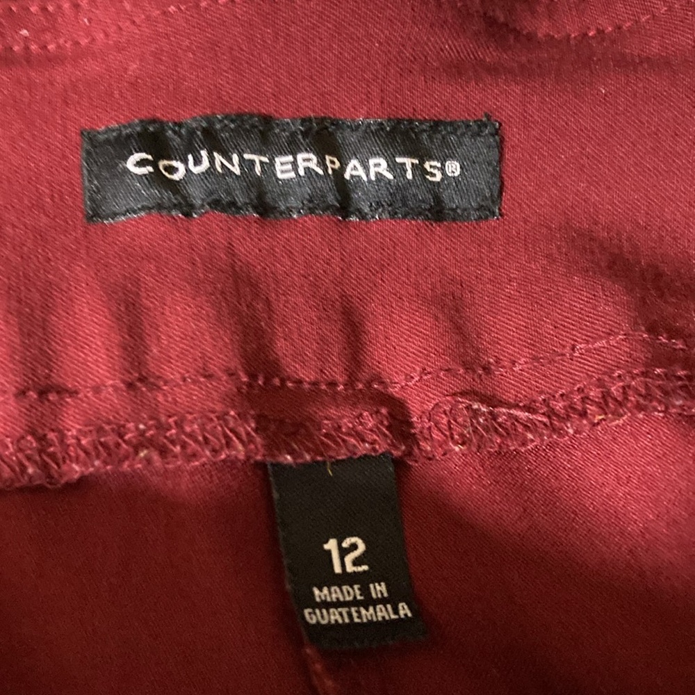 Counterparts Ankle Career Pants Women Size 12 Burgundy Wide Elastic Band - Picture 8 of 9